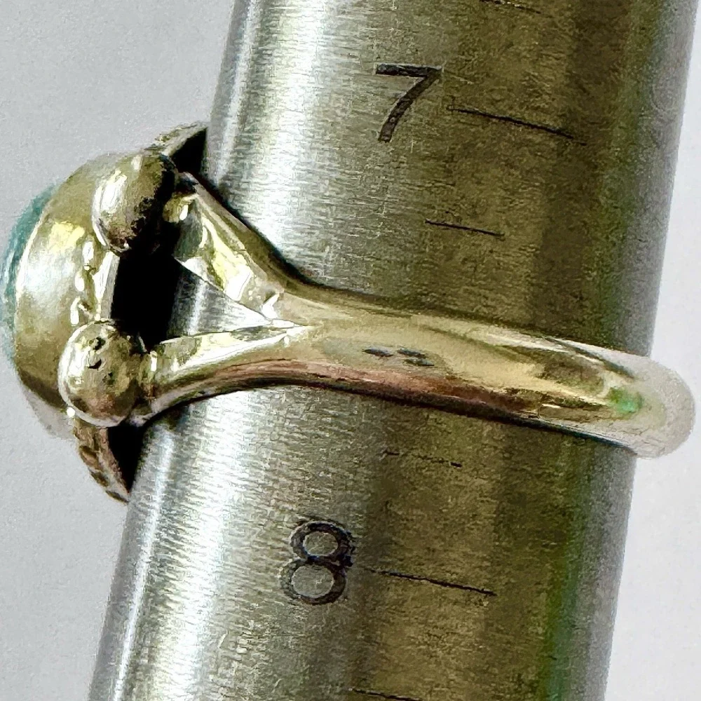 Navajo Turquoise Ring Blue Golden Hills Sz‎ 7.5 Sterling Signed Martinez Native